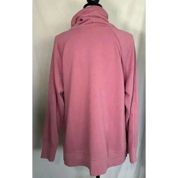 Nike Rose Pink Funnel Neck Turtleneck Tunic Sweatshirt Pockets Logo Women’s Sz L - Picture 4 of 15